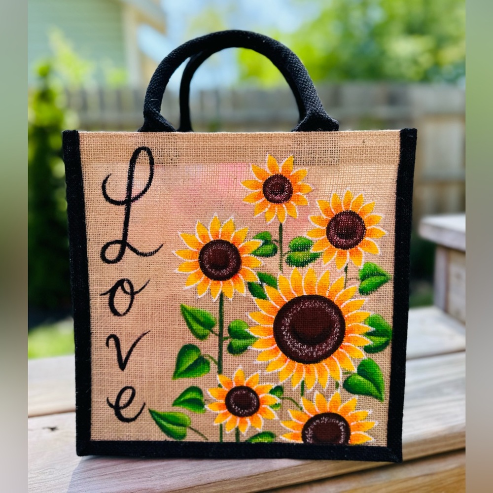 Hand painted jute bag